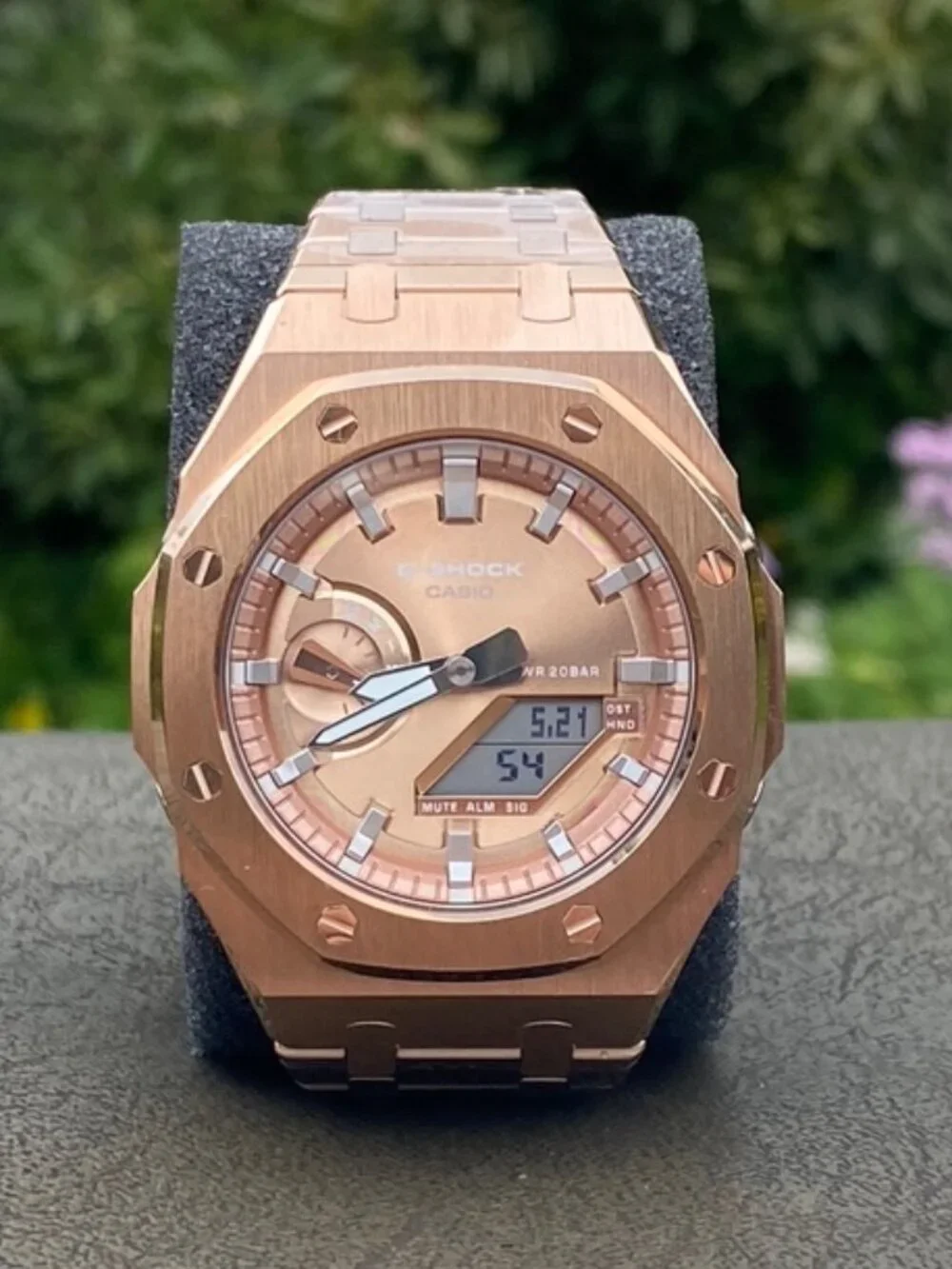 New Casio G-Shock GA2100 added Stainless Steel All Rose Gold Color MOD